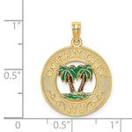 Carica l'immagine nel visualizzatore di Gallery, 14k Yellow Gold Enamel Ocean City New Jersey Palm Trees Pendant Charm