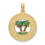 Carica l'immagine nel visualizzatore di Gallery, 14k Yellow Gold Enamel Ocean City New Jersey Palm Trees Pendant Charm