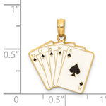 Load image into Gallery viewer, 14k Yellow Gold Enamel Playing Cards Royal Flush Pendant Charm