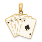 Load image into Gallery viewer, 14k Yellow Gold Enamel Playing Cards Royal Flush Pendant Charm