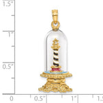 Carica l'immagine nel visualizzatore di Gallery, 14k Yellow Gold Cape Hatteras North Carolina Lighthouse Glass Dome Enamel 3D Pendant Charm