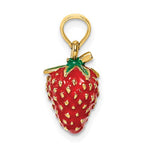 Charger l'image dans la galerie, 14k Yellow Gold Enamel Strawberry 3D Pendant Charm