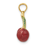 Załaduj obraz do przeglądarki galerii, 14k Yellow Gold Enamel Red Cherries Cherry with Leaf 3D Pendant Charm