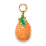 Carregar imagem no visualizador da galeria, 14k Yellow Gold Enamel Orange Fruit 3D Pendant Charm