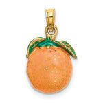 Carregar imagem no visualizador da galeria, 14k Yellow Gold Enamel Orange Fruit 3D Pendant Charm