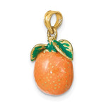 Carregar imagem no visualizador da galeria, 14k Yellow Gold Enamel Orange Fruit 3D Pendant Charm