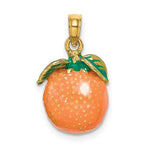 Carregar imagem no visualizador da galeria, 14k Yellow Gold Enamel Orange Fruit 3D Pendant Charm