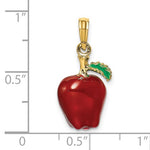Carregar imagem no visualizador da galeria, 14k Yellow Gold Enamel Red Apple Fruit 3D Pendant Charm