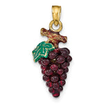 Load image into Gallery viewer, 14k Yellow Gold Enamel Grapes with Stem Leaf 3D Pendant Charm
