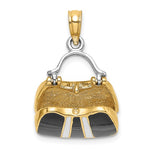 Afbeelding in Gallery-weergave laden, 14K Yellow Gold Enamel Black White Handbag Purse 3D Pendant Charm