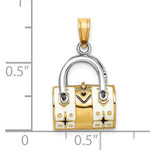 Загрузить изображение в средство просмотра галереи, 14K Yellow Gold Enamel White Handbag Purse 3D Pendant Charm