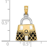 Load image into Gallery viewer, 14K Yellow Gold Enamel Black White Handbag Purse 3D Pendant Charm