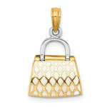 Загрузить изображение в средство просмотра галереи, 14K Yellow Gold Enamel Red White Handbag Purse 3D Pendant Charm