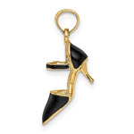 Load image into Gallery viewer, 14K Yellow Gold Enamel Black High Heel Stiletto Shoe 3D Pendant Charm