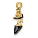 Load image into Gallery viewer, 14K Yellow Gold Enamel Black High Heel Stiletto Shoe 3D Pendant Charm
