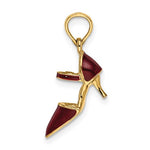 Load image into Gallery viewer, 14K Yellow Gold Enamel High Heel Stiletto Shoe 3D Pendant Charm