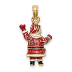 Φόρτωση εικόνας στο εργαλείο προβολής Συλλογής, 14k Yellow Gold Enamel Santa Claus 3D Pendant Charm