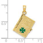 將圖片載入圖庫檢視器 14k yellow gold enamel an irish prayer book with cross clover pendant charm