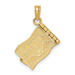 이미지를 갤러리 뷰어에 로드 , 14k Yellow Gold Enamel Rainbow Peace Dove John 3:16 Book 3D Pendant Charm