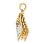 이미지를 갤러리 뷰어에 로드 , 14k Yellow Gold Enamel Rainbow Peace Dove John 3:16 Book 3D Pendant Charm