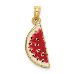 Kép betöltése a galériamegjelenítőbe: 14k Yellow Gold Enamel Watermelon 3D Pendant Charm