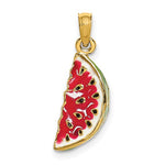 Kép betöltése a galériamegjelenítőbe: 14k Yellow Gold Enamel Watermelon 3D Pendant Charm