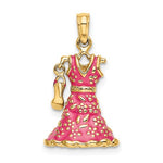 Load image into Gallery viewer, 14K Yellow Gold Enamel Pink Dress High Heel Shoe 3D Pendant Charm
