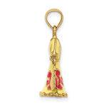 Load image into Gallery viewer, 14K Yellow Gold Enamel Yellow Floral Dress Flip Flop Slipper Sandal 3D Pendant Charm