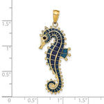 Load image into Gallery viewer, 14k Yellow Gold Enameled Seahorse 3D Pendant Charm