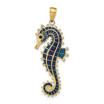 Load image into Gallery viewer, 14k Yellow Gold Enameled Seahorse 3D Pendant Charm