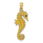 Load image into Gallery viewer, 14k Yellow Gold Yellow Enamel Seahorse 3D Pendant Charm
