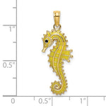 Load image into Gallery viewer, 14k Yellow Gold Yellow Enamel Seahorse 3D Pendant Charm
