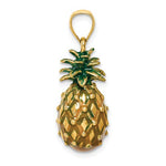 Charger l'image dans la galerie, 14k Yellow Gold Enamel Pineapple 3D Pendant Charm