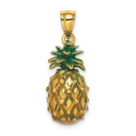 Charger l'image dans la galerie, 14k Yellow Gold Enamel Pineapple 3D Pendant Charm