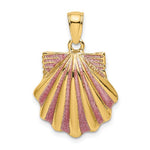 Load image into Gallery viewer, 14k Yellow Gold Enamel Pink Seashell Scallop Shell Clamshell Pendant Charm