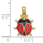 Charger l'image dans la galerie, 14k Yellow Gold Enamel Red Ladybug 3D Pendant Charm