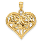 Load image into Gallery viewer, 14k Yellow Gold Diamond Cut Puffy Filigree Heart 3D Pendant Charm