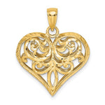 Load image into Gallery viewer, 14k Yellow Gold Diamond Cut Puffy Filigree Heart 3D Pendant Charm