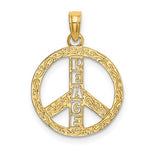 Charger l'image dans la galerie, 14k Yellow Gold Peace Sign Symbol Cutout Pendant Charm