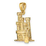 Carica l'immagine nel visualizzatore di Gallery, 14K Yellow Gold Sandcastle Beach Shovel 3D Pendant Charm