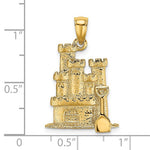 Carica l'immagine nel visualizzatore di Gallery, 14K Yellow Gold Sandcastle Beach Shovel 3D Pendant Charm