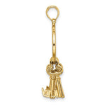 Load image into Gallery viewer, 14k Yellow Gold I Love You Keys Chain 3D Moveable Pendant Charm