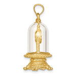 Load image into Gallery viewer, 14k Yellow Gold Enamel Glass Torsion Pendulum Clock 3D Pendant Charm