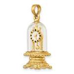 Load image into Gallery viewer, 14k Yellow Gold Enamel Glass Torsion Pendulum Clock 3D Pendant Charm