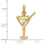 Kép betöltése a galériamegjelenítőbe: 14k Yellow Gold Martini with Olive Drink Cut Out Pendant Charm