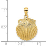 Load image into Gallery viewer, 14k Yellow Gold Seashell Scallop Shell Clamshell Pendant Charm