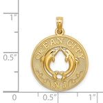 Load image into Gallery viewer, 14k Yellow Gold Ocean City New Jersey NJ Dolphins Pendant Charm