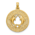 Load image into Gallery viewer, 14k Yellow Gold Ocean City New Jersey NJ Dolphins Pendant Charm