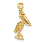 Ladda upp bild till gallerivisning, 14k Yellow Gold Pelican Bird Moveable Mouth 3D Pendant Charm