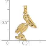 Ladda upp bild till gallerivisning, 14k Yellow Gold Pelican Bird Moveable Mouth 3D Pendant Charm